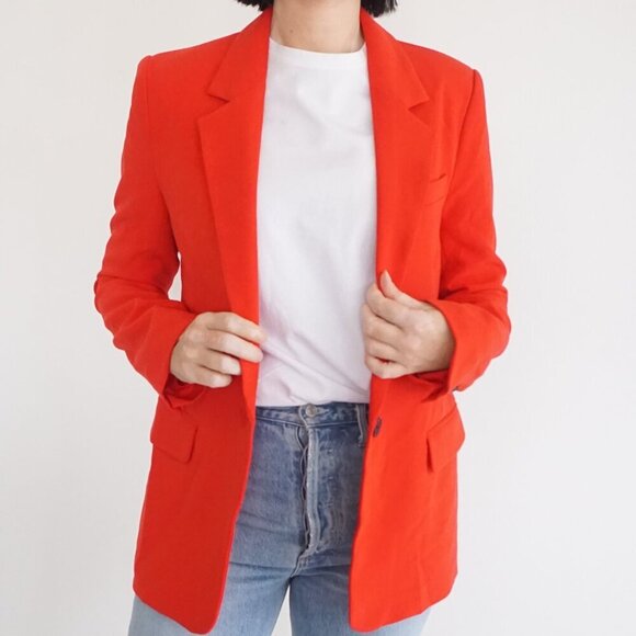 Dynamite Lorelei Salsa Red One Button Slim Blazer P/S NWT - Picture 2 of 11